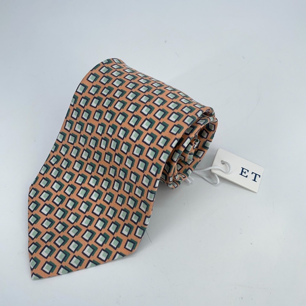 Eton Tie Mens One Size Colorful Patterned Silk Classic Luxury Necktie Italy Made